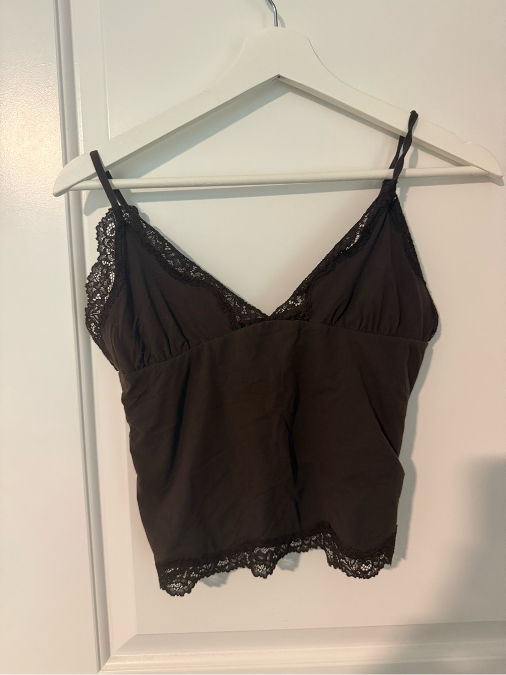 SKIMS Brown Lace-Trim V-Neck Cami